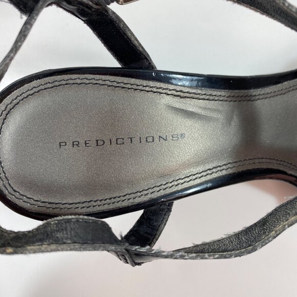 Predictions Womens Black Patent Leather T-Strap Wedge Heel Sandals Bow Size 9.5 - Picture 14 of 14